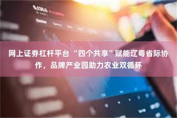 网上证劵杠杆平台 “四个共享”赋能辽粤省际协作，品牌产业园助