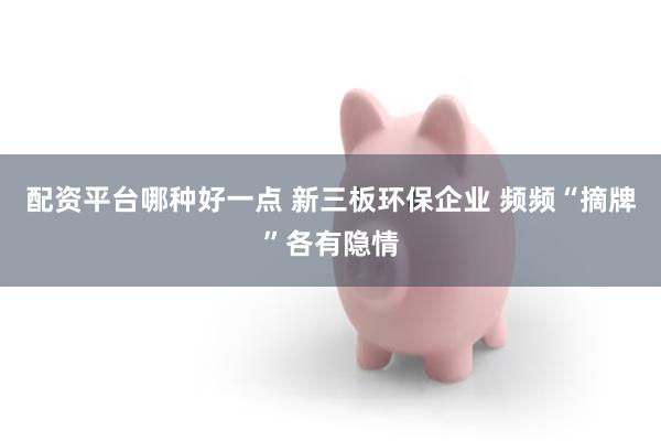 配资平台哪种好一点 新三板环保企业 频频“摘牌”各有隐情