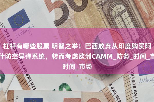 杠杆有哪些股票 明智之举！巴西放弃从印度购买阿卡什防空导弹系